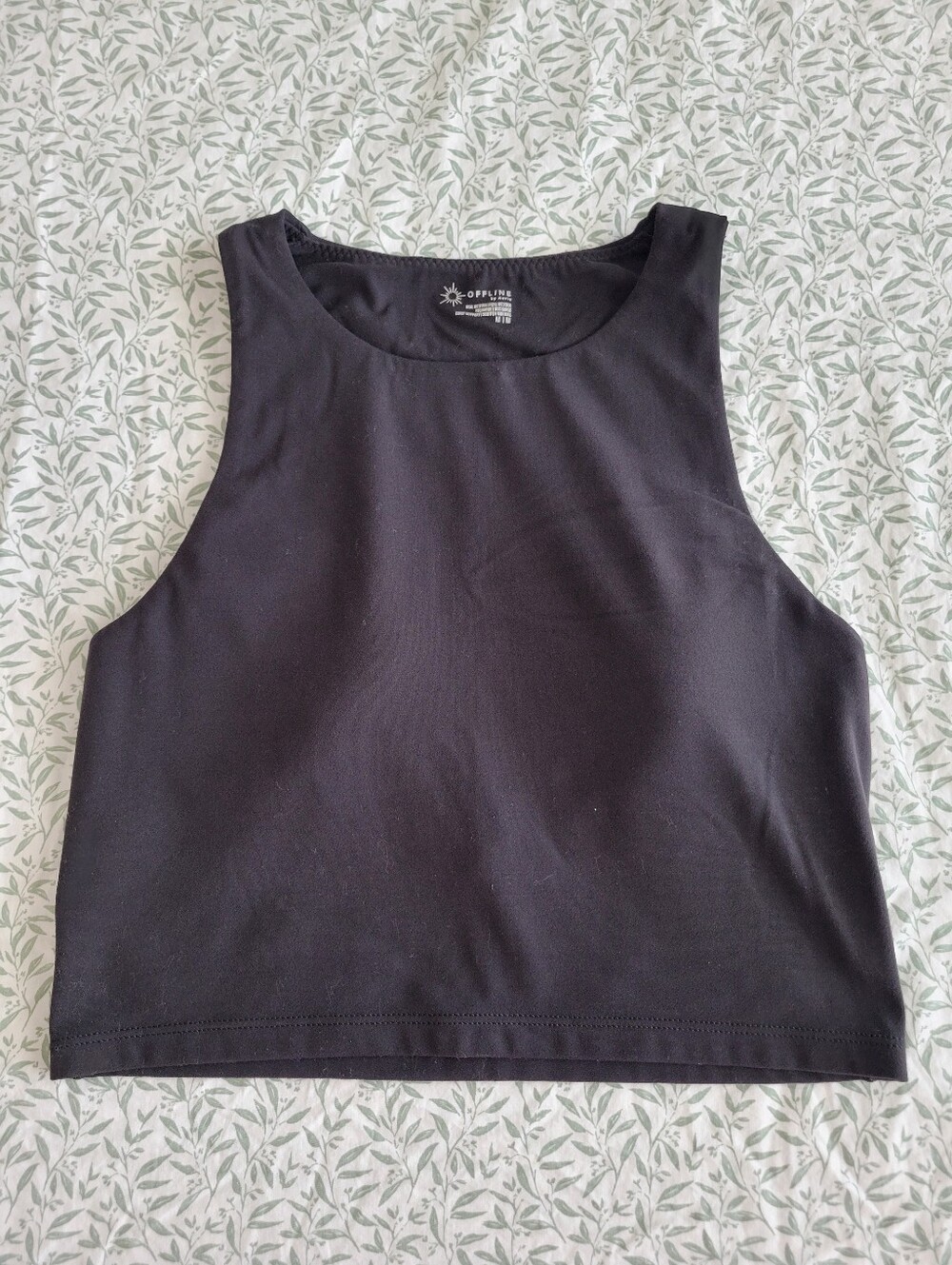 aerie real me offline extra recharge black active workout tank top/bra